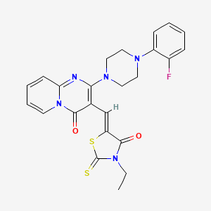 molecular formula C24H22FN5O2S2 B12131818 3-[(Z)-(3-ethyl-4-oxo-2-thioxo-1,3-thiazolidin-5-ylidene)methyl]-2-[4-(2-fluorophenyl)piperazin-1-yl]-4H-pyrido[1,2-a]pyrimidin-4-one 