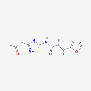 molecular formula C12H11N3O3S B12131822 (2E)-3-(furan-2-yl)-N-[3-(2-oxopropyl)-1,2,4-thiadiazol-5-yl]prop-2-enamide 