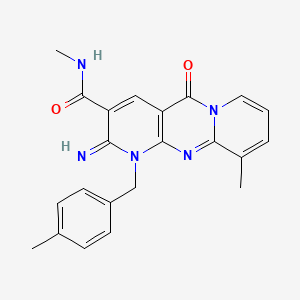 molecular formula C22H21N5O2 B12131885 {2-imino-10-methyl-1-[(4-methylphenyl)methyl]-5-oxo(1,6-dihydropyridino[2,3-d] pyridino[1,2-a]pyrimidin-3-yl)}-N-methylcarboxamide 