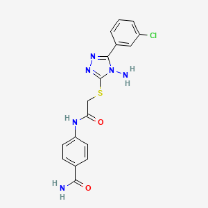 molecular formula C17H15ClN6O2S B12131889 4-[({[4-amino-5-(3-chlorophenyl)-4H-1,2,4-triazol-3-yl]sulfanyl}acetyl)amino]benzamide 