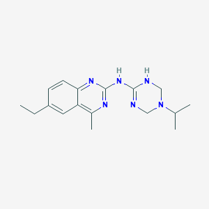 molecular formula C17H24N6 B12131891 6-ethyl-4-methyl-N-[5-(propan-2-yl)-1,4,5,6-tetrahydro-1,3,5-triazin-2-yl]quinazolin-2-amine 