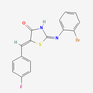 molecular formula C16H10BrFN2OS B12131919 (2E,5Z)-2-[(2-bromophenyl)imino]-5-(4-fluorobenzylidene)-1,3-thiazolidin-4-one 