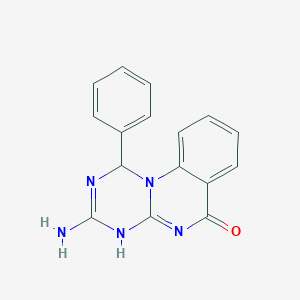 molecular formula C16H13N5O B12131930 3-amino-1-phenyl-1,4-dihydro-6H-[1,3,5]triazino[1,2-a]quinazolin-6-one 