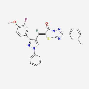 (5Z)-5-{[3-(3-fluoro-4-methoxyphenyl)-1-phenyl-1H-pyrazol-4-yl]methylidene}-2-(3-methylphenyl)[1,3]thiazolo[3,2-b][1,2,4]triazol-6(5H)-one