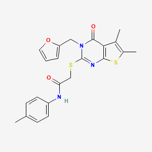 2-{[3-(furan-2-ylmethyl)-5,6-dimethyl-4-oxo-3,4-dihydrothieno[2,3-d]pyrimidin-2-yl]sulfanyl}-N-(4-methylphenyl)acetamide