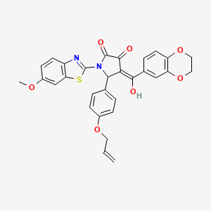 (4E)-4-[2,3-dihydro-1,4-benzodioxin-6-yl(hydroxy)methylidene]-1-(6-methoxy-1,3-benzothiazol-2-yl)-5-[4-(prop-2-en-1-yloxy)phenyl]pyrrolidine-2,3-dione