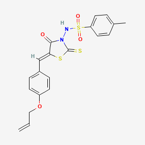 molecular formula C20H18N2O4S3 B12131949 4-methyl-N-{(5Z)-4-oxo-5-[4-(prop-2-en-1-yloxy)benzylidene]-2-thioxo-1,3-thiazolidin-3-yl}benzenesulfonamide 