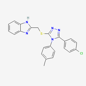 molecular formula C23H18ClN5S B12131951 2-({[5-(4-chlorophenyl)-4-(4-methylphenyl)-4H-1,2,4-triazol-3-yl]sulfanyl}methyl)-1H-benzimidazole 