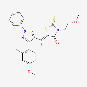 molecular formula C24H23N3O3S2 B12131963 (5Z)-3-(2-methoxyethyl)-5-{[3-(4-methoxy-2-methylphenyl)-1-phenyl-1H-pyrazol-4-yl]methylidene}-2-thioxo-1,3-thiazolidin-4-one 