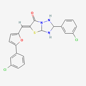 (5Z)-2-(3-chlorophenyl)-5-[[5-(3-chlorophenyl)furan-2-yl]methylidene]-1,2,3,3a-tetrahydro-[1,3]thiazolo[3,2-b][1,2,4]triazol-6-one