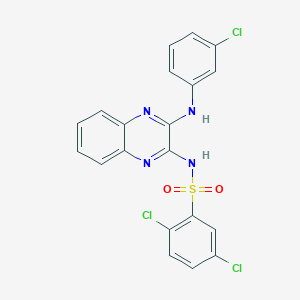 molecular formula C20H13Cl3N4O2S B12132034 2,5-dichloro-N-{3-[(3-chlorophenyl)amino]quinoxalin-2-yl}benzenesulfonamide 