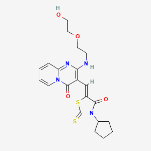 3-[(Z)-(3-cyclopentyl-4-oxo-2-thioxo-1,3-thiazolidin-5-ylidene)methyl]-2-{[2-(2-hydroxyethoxy)ethyl]amino}-4H-pyrido[1,2-a]pyrimidin-4-one