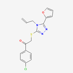 molecular formula C17H14ClN3O2S B12132071 1-(4-chlorophenyl)-2-{[5-(furan-2-yl)-4-(prop-2-en-1-yl)-4H-1,2,4-triazol-3-yl]sulfanyl}ethanone 