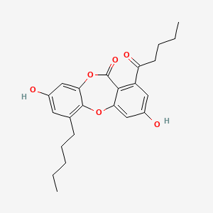 molecular formula C23H26O6 B1213221 3,8-Dihydroxy-1-pentanoyl-6-pentyl-11H-dibenzo(b,e)(1,4)dioxepin-11-one CAS No. 6320-33-8