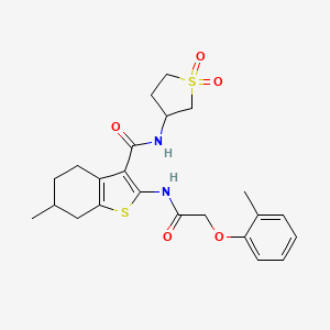 molecular formula C23H28N2O5S2 B12132217 N-(1,1-dioxidotetrahydrothiophen-3-yl)-6-methyl-2-{[(2-methylphenoxy)acetyl]amino}-4,5,6,7-tetrahydro-1-benzothiophene-3-carboxamide 