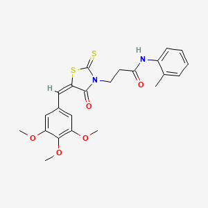 molecular formula C23H24N2O5S2 B12132239 N-(2-methylphenyl)-3-[(5E)-4-oxo-2-thioxo-5-(3,4,5-trimethoxybenzylidene)-1,3-thiazolidin-3-yl]propanamide 