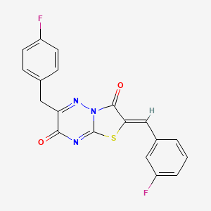 molecular formula C19H11F2N3O2S B12132261 (2Z)-6-(4-fluorobenzyl)-2-(3-fluorobenzylidene)-7H-[1,3]thiazolo[3,2-b][1,2,4]triazine-3,7(2H)-dione 