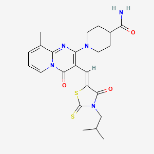 1-(9-methyl-3-{(Z)-[3-(2-methylpropyl)-4-oxo-2-thioxo-1,3-thiazolidin-5-ylidene]methyl}-4-oxo-4H-pyrido[1,2-a]pyrimidin-2-yl)piperidine-4-carboxamide