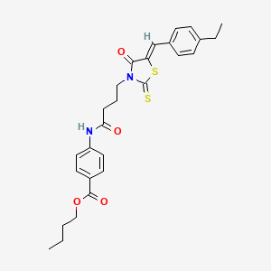 molecular formula C27H30N2O4S2 B12132296 butyl 4-({4-[(5Z)-5-(4-ethylbenzylidene)-4-oxo-2-thioxo-1,3-thiazolidin-3-yl]butanoyl}amino)benzoate 