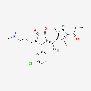 molecular formula C24H28ClN3O5 B12132329 methyl 4-({2-(3-chlorophenyl)-1-[3-(dimethylamino)propyl]-4-hydroxy-5-oxo-2,5-dihydro-1H-pyrrol-3-yl}carbonyl)-3,5-dimethyl-1H-pyrrole-2-carboxylate 