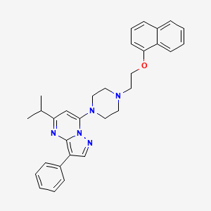 molecular formula C31H33N5O B12132370 1-[2-(Naphthalen-1-yloxy)ethyl]-4-[3-phenyl-5-(propan-2-yl)pyrazolo[1,5-a]pyrimidin-7-yl]piperazine 