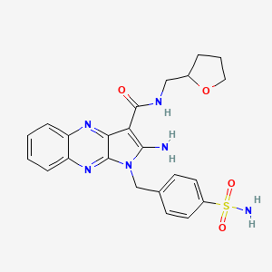 molecular formula C23H24N6O4S B12132376 2-amino-N-[(oxolan-2-yl)methyl]-1-[(4-sulfamoylphenyl)methyl]-1H-pyrrolo[2,3-b]quinoxaline-3-carboxamide 