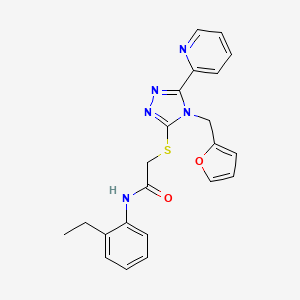 molecular formula C22H21N5O2S B12132435 N-(2-ethylphenyl)-2-{[4-(furan-2-ylmethyl)-5-(pyridin-2-yl)-4H-1,2,4-triazol-3-yl]sulfanyl}acetamide 