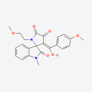 molecular formula C23H22N2O6 B12132442 4'-hydroxy-1'-(2-methoxyethyl)-3'-[(4-methoxyphenyl)carbonyl]-1-methylspiro[indole-3,2'-pyrrole]-2,5'(1H,1'H)-dione 