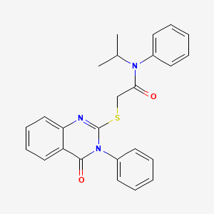 molecular formula C25H23N3O2S B12132482 2-[(4-oxo-3-phenyl-3,4-dihydroquinazolin-2-yl)sulfanyl]-N-phenyl-N-(propan-2-yl)acetamide 