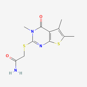 molecular formula C11H13N3O2S2 B12132526 2-[(3,5,6-Trimethyl-4-oxo-3,4-dihydrothieno[2,3-d]pyrimidin-2-yl)sulfanyl]acetamide 