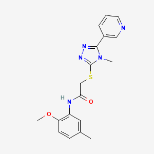 molecular formula C18H19N5O2S B12132552 N-(2-methoxy-5-methylphenyl)-2-{[4-methyl-5-(pyridin-3-yl)-4H-1,2,4-triazol-3-yl]sulfanyl}acetamide 