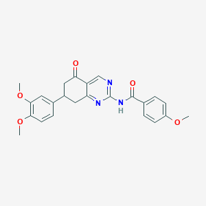 molecular formula C24H23N3O5 B12132589 N-(7-(3,4-dimethoxyphenyl)-5-oxo-5,6,7,8-tetrahydroquinazolin-2-yl)-4-methoxybenzamide 