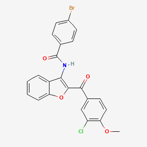 molecular formula C23H15BrClNO4 B12132629 (4-bromophenyl)-N-{2-[(3-chloro-4-methoxyphenyl)carbonyl]benzo[b]furan-3-yl}ca rboxamide 