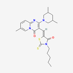 molecular formula C25H32N4O2S2 B12132648 2-(3,5-dimethylpiperidin-1-yl)-7-methyl-3-[(Z)-(4-oxo-3-pentyl-2-thioxo-1,3-thiazolidin-5-ylidene)methyl]-4H-pyrido[1,2-a]pyrimidin-4-one 