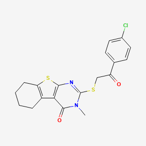 molecular formula C19H17ClN2O2S2 B12132733 2-[2-(4-chlorophenyl)-2-oxoethyl]sulfanyl-3-methyl-5,6,7,8-tetrahydro-[1]benzothiolo[2,3-d]pyrimidin-4-one 