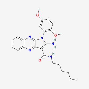 molecular formula C25H29N5O3 B12132753 2-amino-1-(2,5-dimethoxyphenyl)-N-hexyl-1H-pyrrolo[2,3-b]quinoxaline-3-carboxamide 