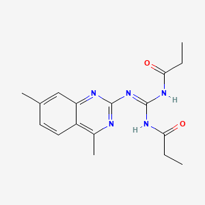 molecular formula C17H21N5O2 B12132781 N-[(Z)-[(4,7-dimethylquinazolin-2-yl)amino](propanoylamino)methylidene]propanamide 