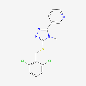 molecular formula C15H12Cl2N4S B12132787 3-[(2,6-Dichlorophenyl)methylthio]-4-methyl-5-(3-pyridyl)-1,2,4-triazole 