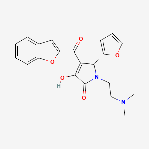 molecular formula C21H20N2O5 B12132795 4-(1-benzofuran-2-ylcarbonyl)-1-[2-(dimethylamino)ethyl]-5-(furan-2-yl)-3-hydroxy-1,5-dihydro-2H-pyrrol-2-one 