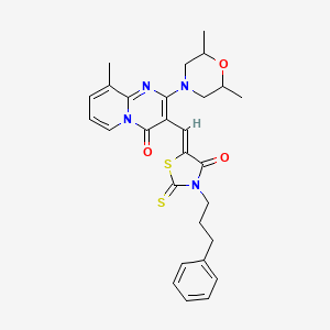 2-(2,6-dimethylmorpholin-4-yl)-9-methyl-3-{(Z)-[4-oxo-3-(3-phenylpropyl)-2-thioxo-1,3-thiazolidin-5-ylidene]methyl}-4H-pyrido[1,2-a]pyrimidin-4-one