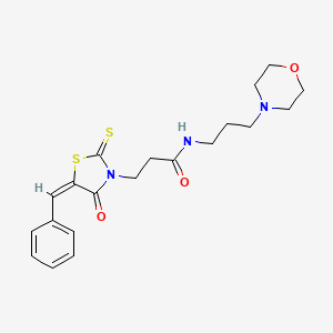 molecular formula C20H25N3O3S2 B12132904 3-[(5E)-5-benzylidene-4-oxo-2-thioxo-1,3-thiazolidin-3-yl]-N-[3-(morpholin-4-yl)propyl]propanamide 