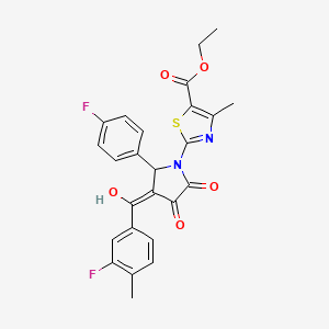 molecular formula C25H20F2N2O5S B12132914 Ethyl 2-(3-(3-fluoro-4-methylbenzoyl)-2-(4-fluorophenyl)-4-hydroxy-5-oxo-2,5-dihydro-1H-pyrrol-1-yl)-4-methylthiazole-5-carboxylate CAS No. 609795-41-7