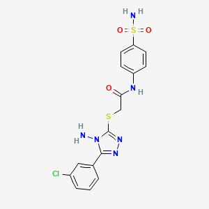 molecular formula C16H15ClN6O3S2 B12133012 2-[4-amino-5-(3-chlorophenyl)(1,2,4-triazol-3-ylthio)]-N-(4-sulfamoylphenyl)ac etamide 