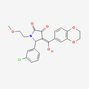 (4E)-5-(3-chlorophenyl)-4-[2,3-dihydro-1,4-benzodioxin-6-yl(hydroxy)methylidene]-1-(2-methoxyethyl)pyrrolidine-2,3-dione