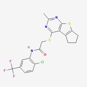 N-[2-chloro-5-(trifluoromethyl)phenyl]-2-({10-methyl-7-thia-9,11-diazatricyclo[6.4.0.0^{2,6}]dodeca-1(8),2(6),9,11-tetraen-12-yl}sulfanyl)acetamide