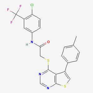 molecular formula C22H15ClF3N3OS2 B12133172 N-[4-chloro-3-(trifluoromethyl)phenyl]-2-{[5-(4-methylphenyl)thieno[2,3-d]pyrimidin-4-yl]sulfanyl}acetamide 