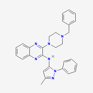 molecular formula C29H29N7 B12133194 3-(4-benzylpiperazin-1-yl)-N-(3-methyl-1-phenyl-1H-pyrazol-5-yl)quinoxalin-2-amine 