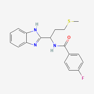 molecular formula C18H18FN3OS B12133284 N-[1-(1H-benzimidazol-2-yl)-3-(methylsulfanyl)propyl]-4-fluorobenzamide 