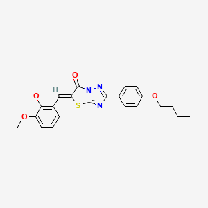 molecular formula C23H23N3O4S B12133286 (5Z)-2-(4-butoxyphenyl)-5-(2,3-dimethoxybenzylidene)[1,3]thiazolo[3,2-b][1,2,4]triazol-6(5H)-one 