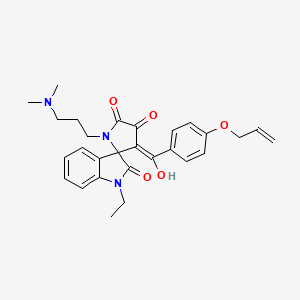 molecular formula C28H31N3O5 B12133388 1'-[3-(dimethylamino)propyl]-1-ethyl-4'-hydroxy-3'-{[4-(prop-2-en-1-yloxy)phenyl]carbonyl}spiro[indole-3,2'-pyrrole]-2,5'(1H,1'H)-dione 